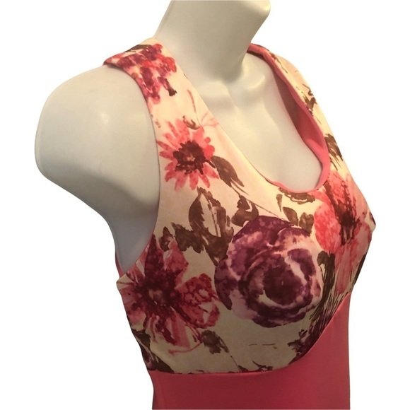 VTG 70’s Pink Floral Scoop Neck Straight Maxi Dress Sz. 6 Sleeveless Summer - Picture 3 of 5